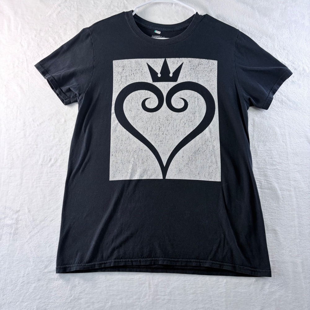 Disney Kingdom Hearts T-Shirt Heart Crown Graphic Black‎ Size M